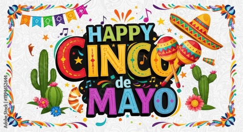 Vibrant celebration of happy cinco de mayo with colorful decorations