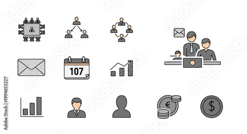 Business icons for finance and office.