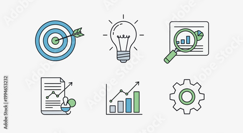 Business icons for strategy and planning.