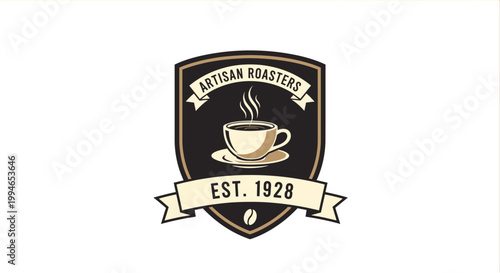 Vintage artisan coffee roaster logo design.