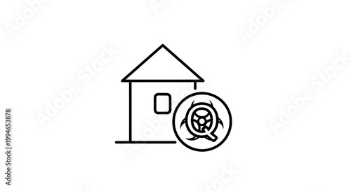 Biohazard Symbol on House Icon, Home Contamination Warning, Quarantine Zone