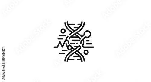 DNA helix icon with scientific elements, genetic research and biotechnology concept