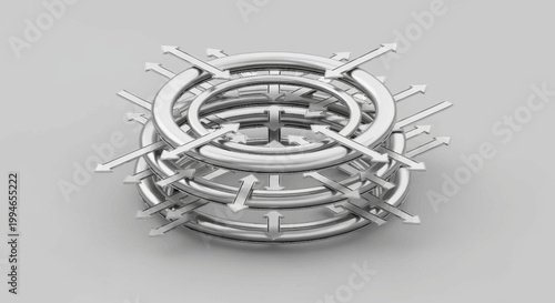 A metallic coil with protruding pins.