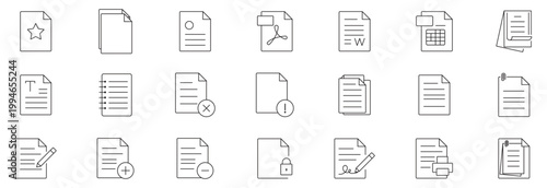 Legal documents icon set. Editable line icons. Vector illustration.