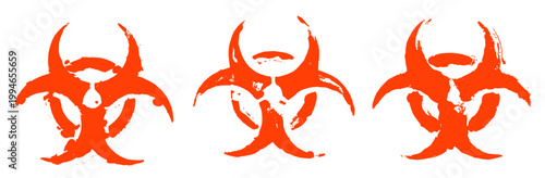 Biohazard Icons Grunge Drawing Vector Set