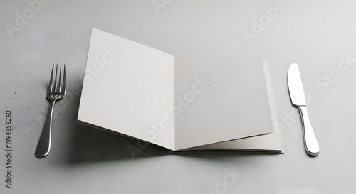 Blank menu with fork and knife.