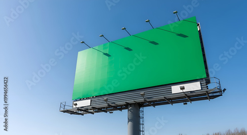 Large green empty billboard advertisement board.