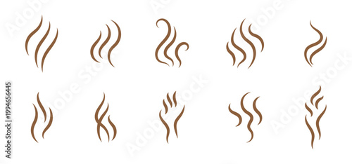Smoke steam icon set vector. Hit stink, coffee, fragrance flame elements. Smoke smell, steam aroma heat symbol. vector illustration.