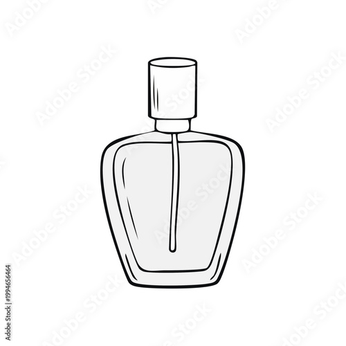Elegant glass perfume bottle with sprayer and stopper outline drawing