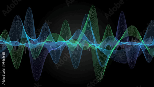Abstract sound wave visualization on black background