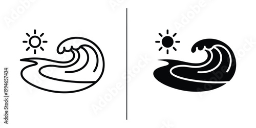 Black and white of a crashing ocean wave and sun beach