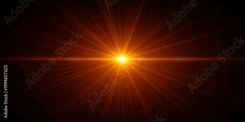 A bright orange star burst glows with yellow energy and fiery rays across an abstract light space background featuring a textured motion blur design