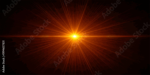 Abstract light burst design with glowing orange rays of sun energy creates a bright space illustration featuring red flame textures and motion shine art for a high-energy background wallpaper