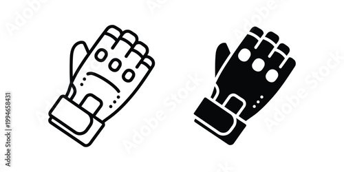Fingerless tactical gloves, outline and solid black