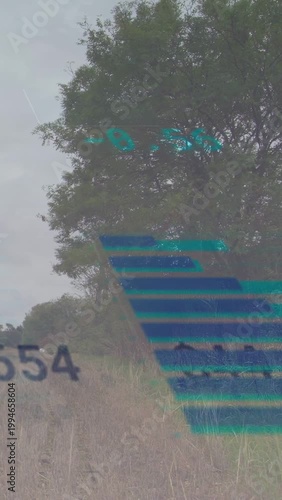 Vertical video: HUD appearing triggers bars sliding digits moving gauge showing $44 growing by tree