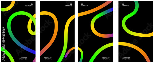 Abstract colorful light trails a series of vibrant dynamic vertical light paintings