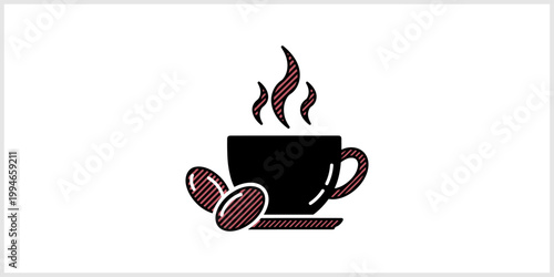 Hot Coffee Cup With Beans