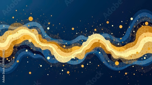 Abstract Gold and Blue Wavy Background