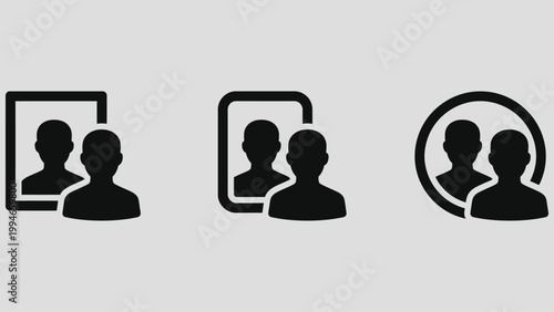 Mirror looking icon. Man look at the mirror vector graphic. Person standing in front of reflection indicator. Mirror image concept.