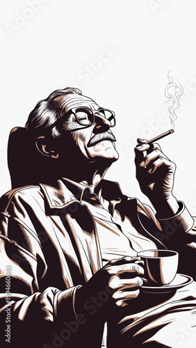 An afternoon moment of serenity, savoring a warm cup while reminiscing over the smoke of life’s experiences.