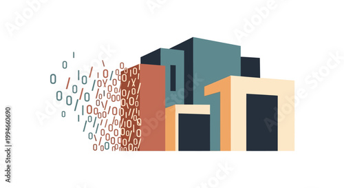 Colorful blocks with binary code.
