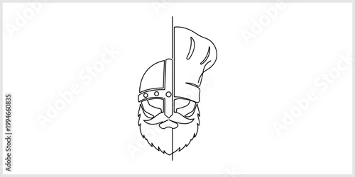 Viking Chef Half Face Outline