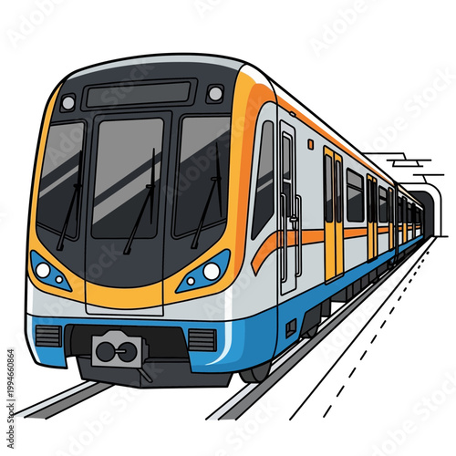 Modern Electric Subway Train Vehicle.