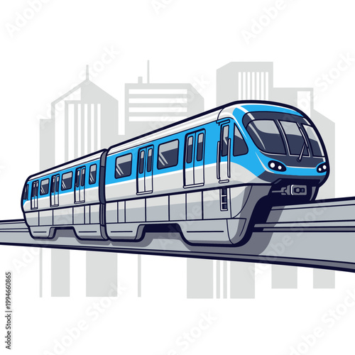 Modern Electric Train on Railway Track.