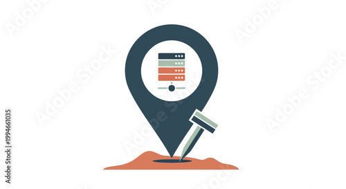 Map pin with a nail.