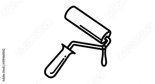 Paint Roller with Handle and Paint.