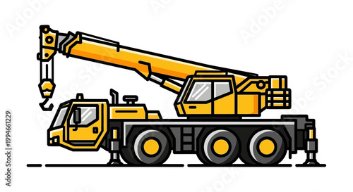 Yellow Construction Crane Truck Vehicle 1.