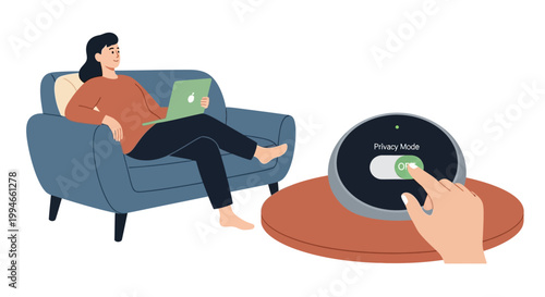 Woman Relaxing on Sofa with Robot.