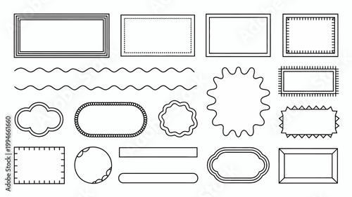 Photos A collection of various black and white linear frames borders and decorative ele