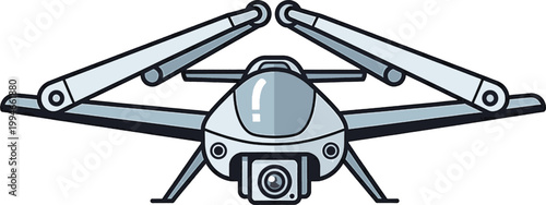 futuristic quadcopter drone with camera flat vector illustration