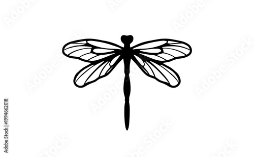 Silhouette vector dragonfly. Logo dragonfly. Wildlife illustration Isolated object on white background