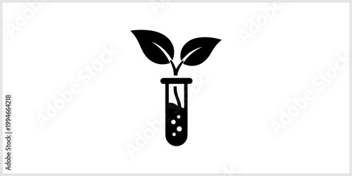 Biotechnology Plant Sprout in Test Tube Icon for Green Science and Organic Research