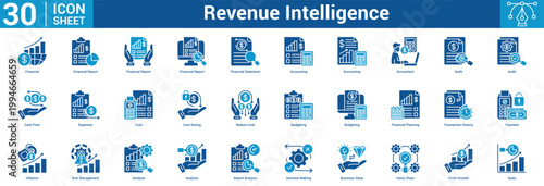 Revenue Intelligence  icon set vector illustration concept for business with icon of Financial, Financial Report, Financial Report, Financial Report, Financial Statement, Accounting, Accoun.
