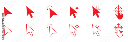 Hand clicking icon collection. Pointer click icon. Hand icon design. Set of Hand Cursor icons click and Cursor icons click. Click cursor icon.