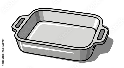 Baking dish with handles on sides.