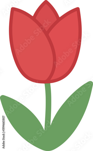 Cute pastel tulip flowers cartoon illustration spring floral clipart isolated