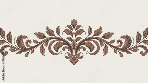 Tableau sur toile An ornate symmetrical floral design in shades of brown dominates the image resem