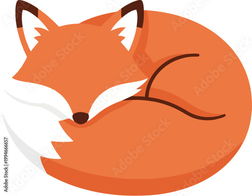 Sleeping cartoon orange fox face closeup.
