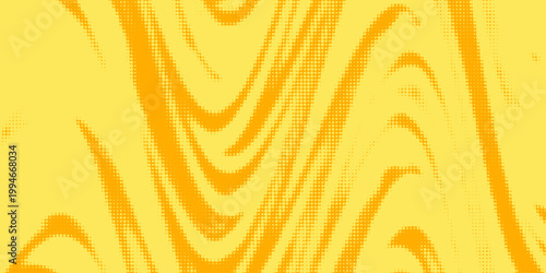 Yellow halftone pattern. Retro comic gradient background. Bright orange pixelated dotted texture overlay. Cartoon pop art faded gradient pattern. Vector backdrop for poster, banner, advertisement