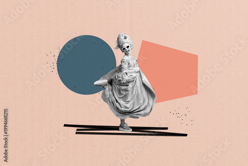 Canvastavla Creative full artwork collage of happy girl guy dance weekend party celebration
