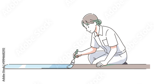 Worker Applying Protective Coating on Surface Detail Work Concept