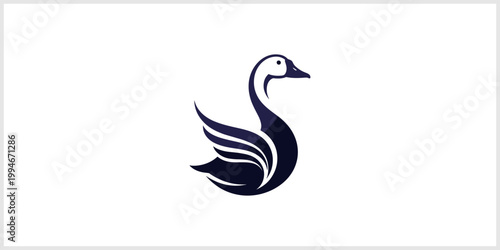 Stylized Dark Blue Goose Logo Design