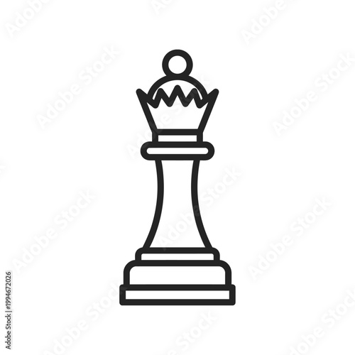 Chess queen icon. Powerful strategic piece for business management outline vector illustration.