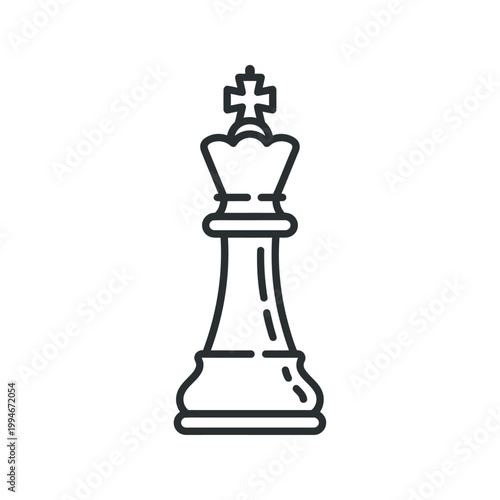 Chess king icon. Strategic leadership and competition game outline vector illustration.