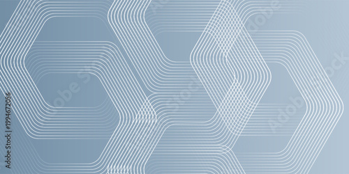 Abstract hexagon lines on gray background. Geometric stripe line art design for poster, brochure, cover, website, banner.