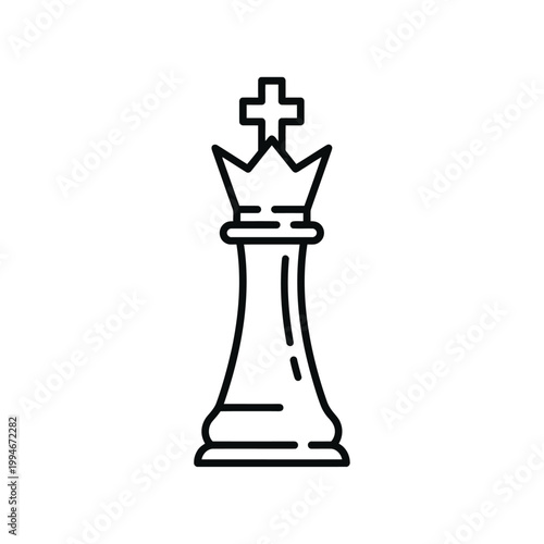 King chess piece icon vector. Strategic leader and royal gaming element outline vector illustration.
